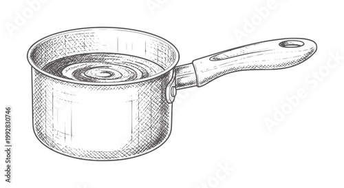 Of a saucepan filled with swirling liquid cooking kitchen