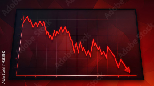 A declining graph showing a financial market downturn, representing losses and economic instability