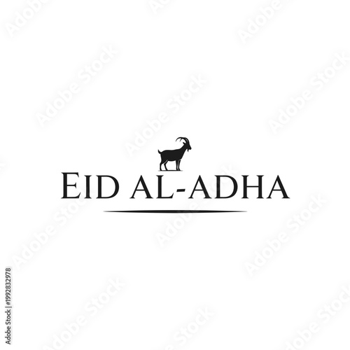 Eid Al-Adha Celebration with Goat Silhouette and Text