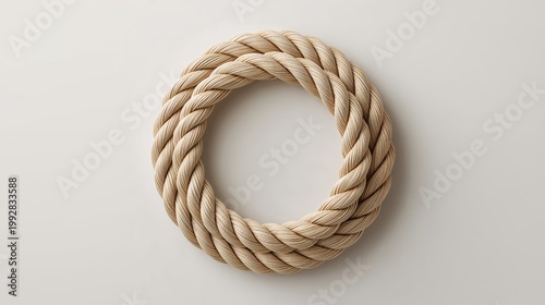 Obraz na płótnie Coiled rope on a neutral surface providing durable nautical material