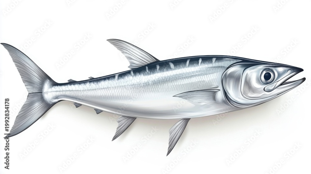 Fototapeta premium Isolated Anchovy Fish on Pure White Background