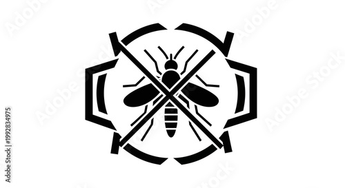 A simple black and white vector graphic presents a powerful message for World Malaria Day, illustrating mosquito prevention in a minimalist style against a clean backdrop, raising malaria