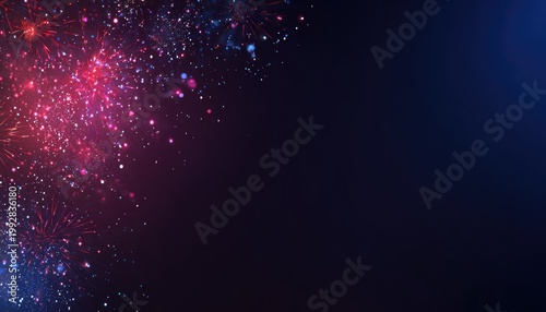 4th of July fireworks background with copy space red blue patriotic celebration