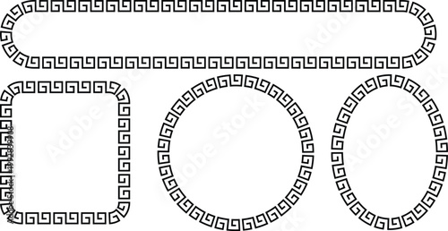 Greek meander borders vector set for luxury branding ancient decor elegant geometric designs