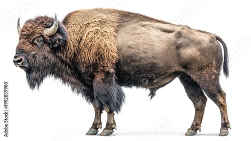 Majestic Bison Isolated on White Background