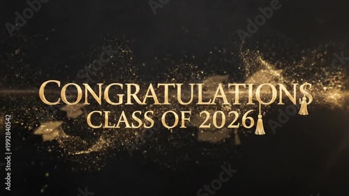 Celebratory Graduation Confetti and Sparkling Text for Class of 2026 Congratulations