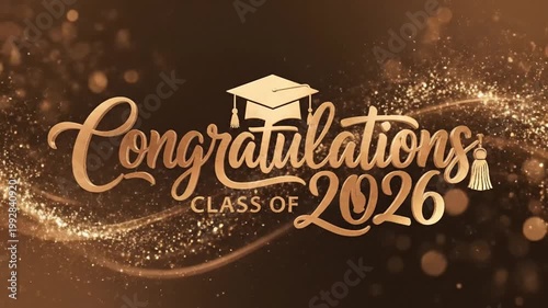 Graduation Celebration Video Commemorating Class of 2026 with Festive Gold Sparkle Effects