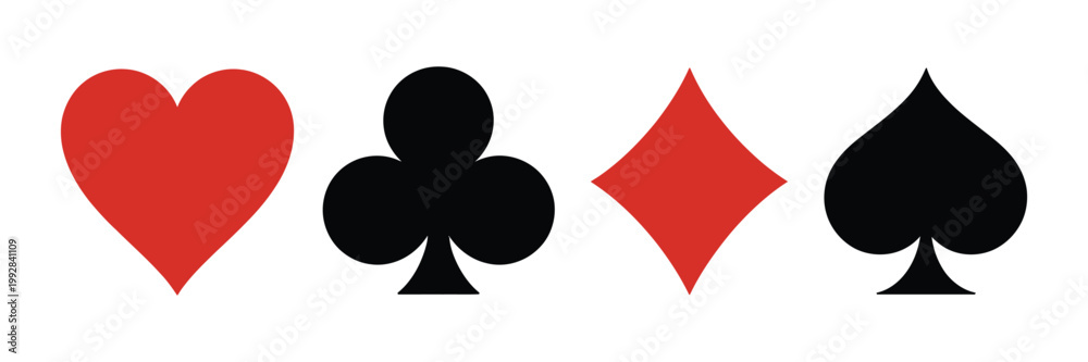 Obraz premium Playing Card Suit Vector Deck Set, spade heart club diamond symbols