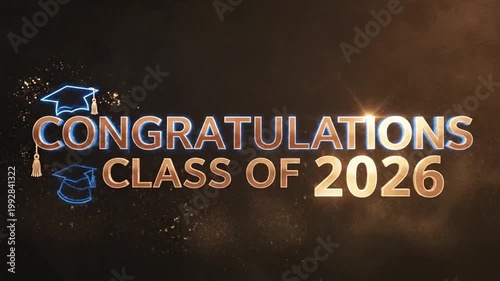 Dynamic Celebration of Graduation Milestones with Sparkling Firework Effects and Illuminated Text for Academic Achievement