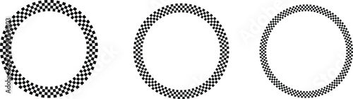 Checkerboard round frames race flag chessboard vector borders black and white design set