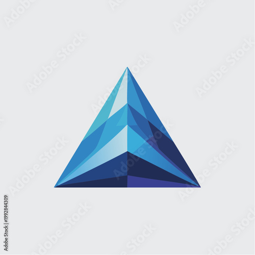 blue geometric pyramid logo with gradient shades