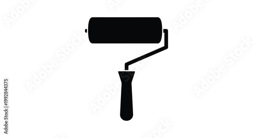 A stark black silhouette of a paint roller a tool for home improvement silhouette