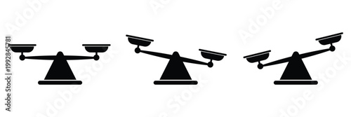 Scales Icon Set in Outline and Solid Styles – Justice, Law and Legal Balance Symbol Vector 
Illustration