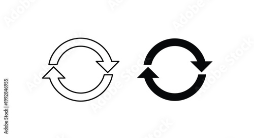 A minimalist depiction showcases two circular arrow icons one white and one black representing cycles high quality professional