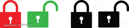 Colorful padlock icons in different states and colors