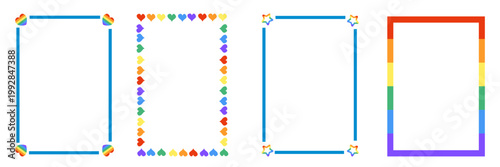 Rainbow lgbt frames. Pride month. LGBTQ support frames set for social media banner, poster, placard, card or party invitation.