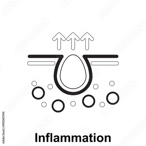 Modern inflammation icon representing body response, swelling control, and immune system activity in a clean and professional vector style ideal for healthcare, medical, and wellness-related design.