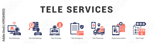Tele Services Modern and clean web banner illustration featuring thematic icons for visual communication