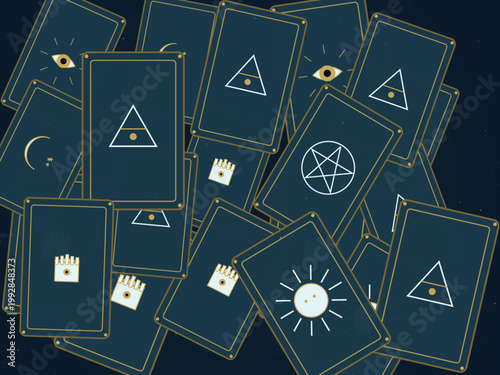 Vintage Tarot Cards Mystical Occult Pattern Design Backdrop