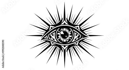 Mysterious All Seeing Eye Symbol with Rays, Esoteric and Spiritual Concept
