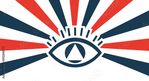 Mysterious All-Seeing Eye Symbol with Sunburst Rays