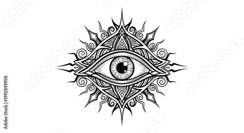 Mystic Eye Symbol, Sacred Geometry, Esoteric Design, All Seeing Eye Illustration