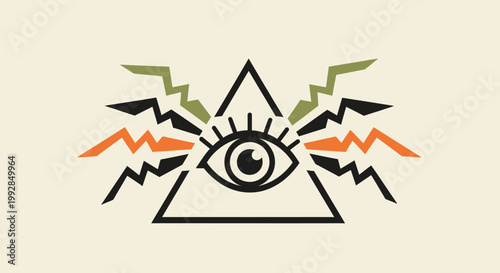 Mystic Eye Triangle Symbol with Lightning Bolts