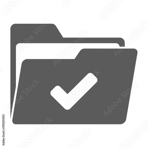 Folder icon with checkmark completed task or organized files