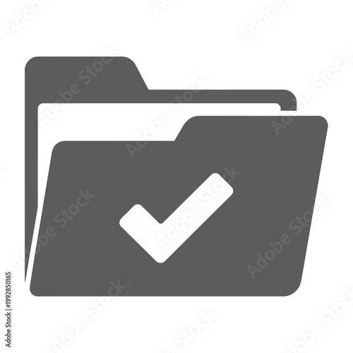 Folder with checkmark icon completed task or organized files