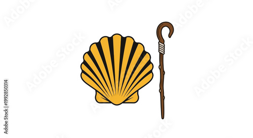 Symbol of the Pilgrim's Journey A Shell and Staff