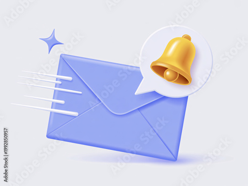 A blue envelope with a notification bell and a star, symbolizing important mail or messages.