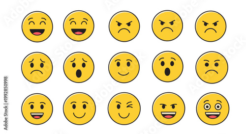 Collection of various emoticon faces.