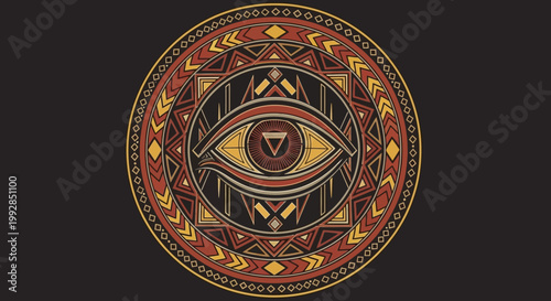 Mystical Eye Symbol, Sacred Geometry, Tribal Pattern, Esoteric Art, Occult Circle