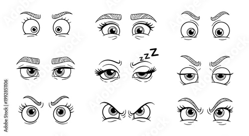 Collection of various eye expressions and emotions.