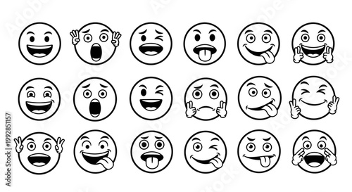 Collection of various emoticon faces.