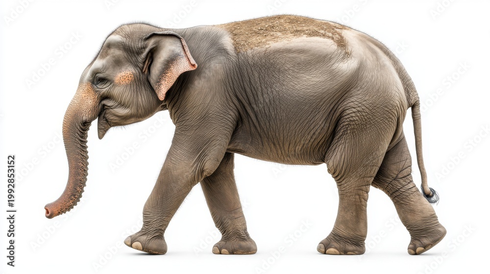 Obraz premium Asian Elephant Walking Isolated Transparent Background