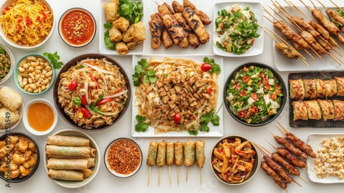 A Vibrant Spread of Authentic Thai Street Food Dishes