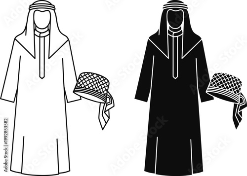 Muslim man wearing traditional Thobe and Ghutra