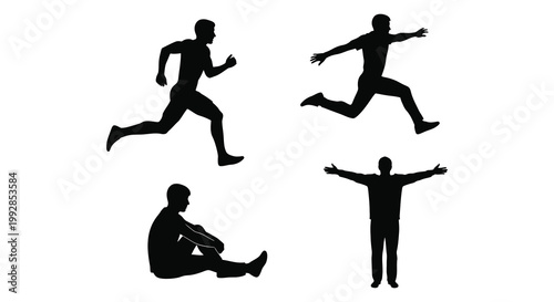 Four black jar shapes arranged in a row a stark silhouette