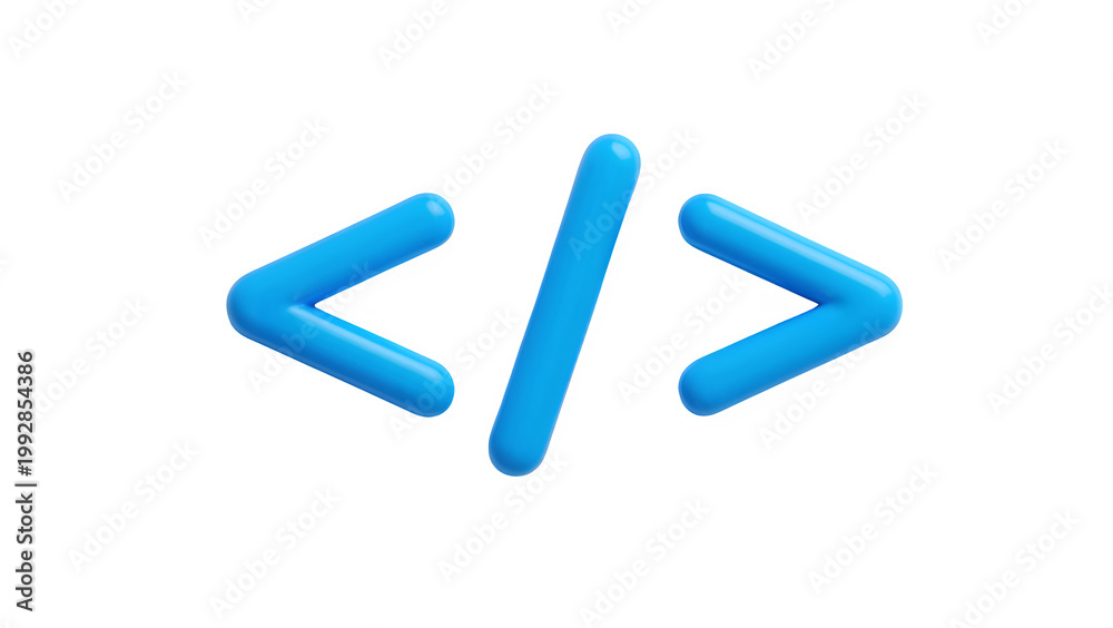 Obraz premium Coding brackets and slash symbol web development programming digital technology abstract concept.