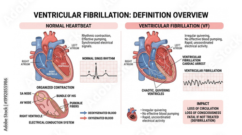 Schilderij op canvas Ventricular Fibrillation: Definition Overview