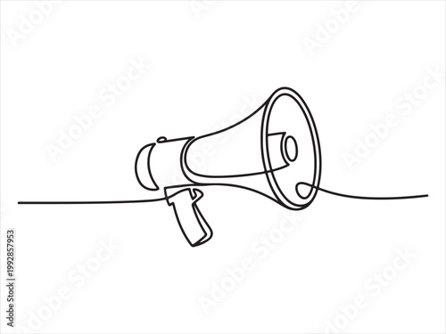 Fotografie Minimalist Megaphone in one line art vector style, Megaphone continuous one line