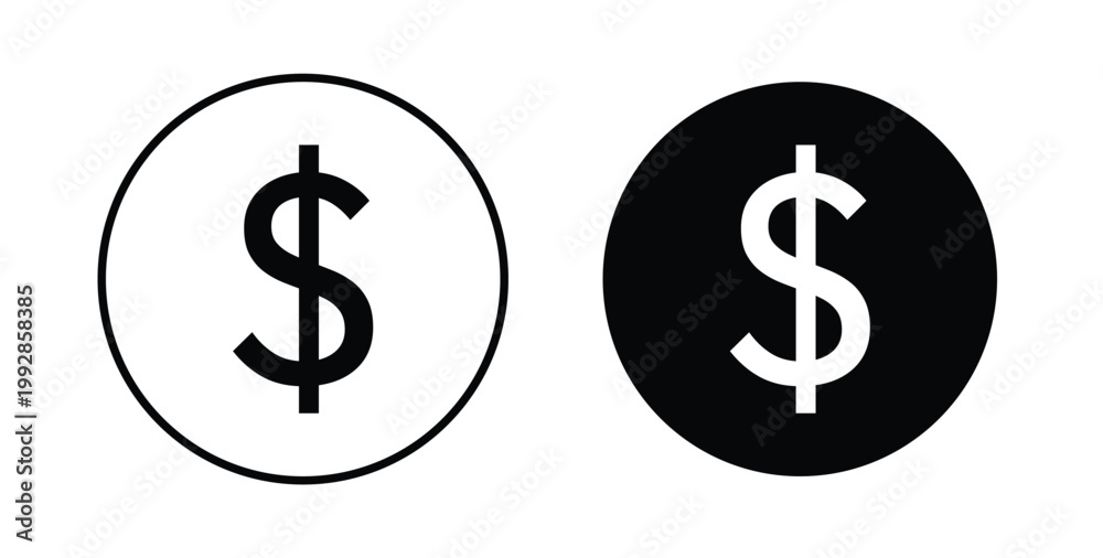 Fototapeta premium Dollar icon illustrations on white, Best for Design Projects