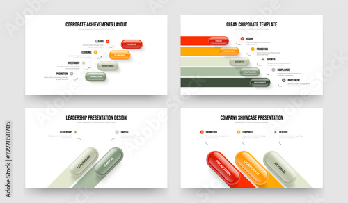 Consulting Plan Four Five Two Three Step Infographic Presentation Template Vector Illustration Set. Visual Forecast 4 5 2 3 Option Diagram Frame Design Bundle.