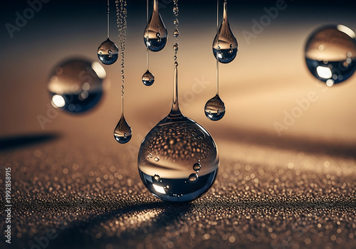 Suspended water droplets create a shimmering ethereal abstract composition
