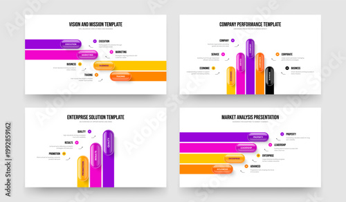 Corporate Insight 4 5 3 Option Infographic Presentation Layout Bundle. Professional Review Four Five Three Step Diagram Frame Design Vector Illustration Set.