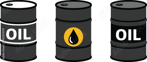 Oil barrel icon, crude oil symbol, transparent PNG and vector illustration for energy industry, petroleum, fuel, oil trade, and industrial design projects.