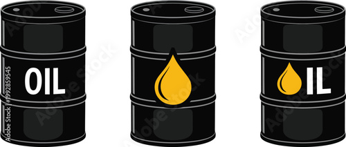 Oil barrel icon, crude oil symbol, transparent PNG and vector illustration for energy industry, petroleum, fuel, oil trade, and industrial design projects.