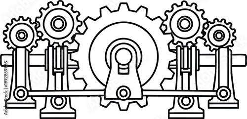 Intricate clockwork mechanism silhouette gears wheels and engineering design