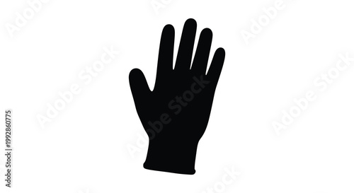 A stark black silhouette of a human hand with outstretched fingers silhouette